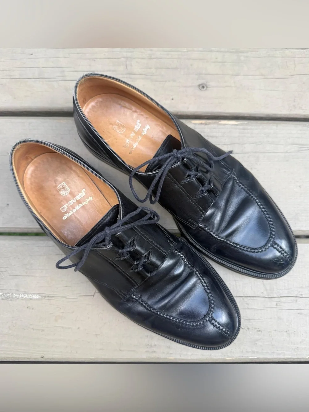 Gravati Black Leather Lace Up Dress Shoes size 8.5 W